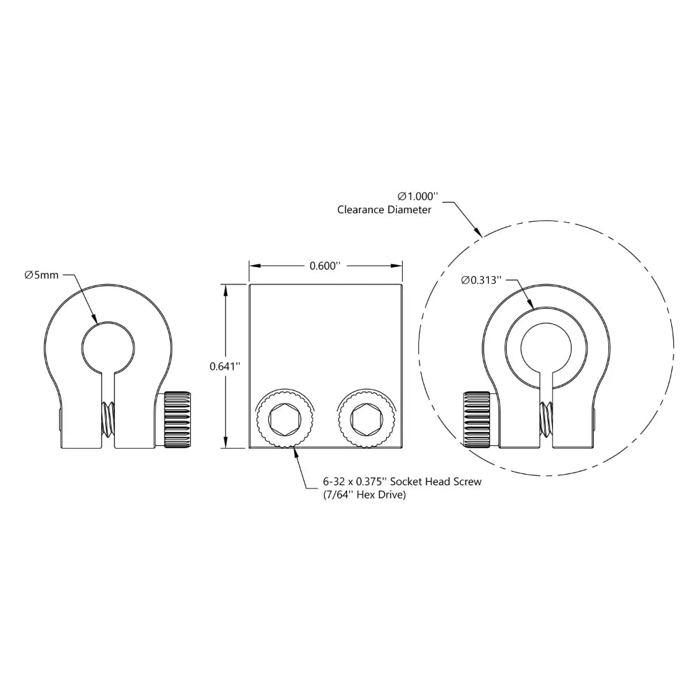 ServoCity 0.3125" to 5mm Clamping Shaft Coupler