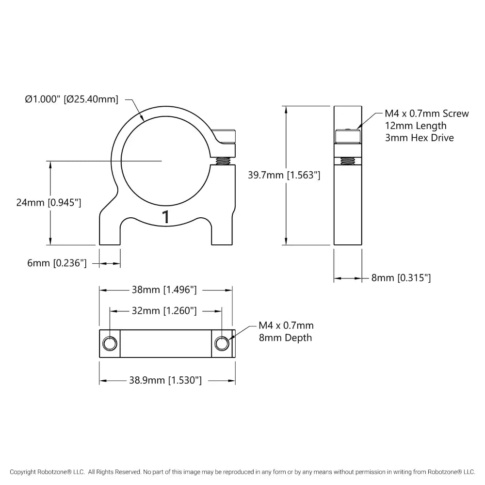 ServoCity 1400 Series 1-Side, 2-Post Clamping Mount (1" Bore)