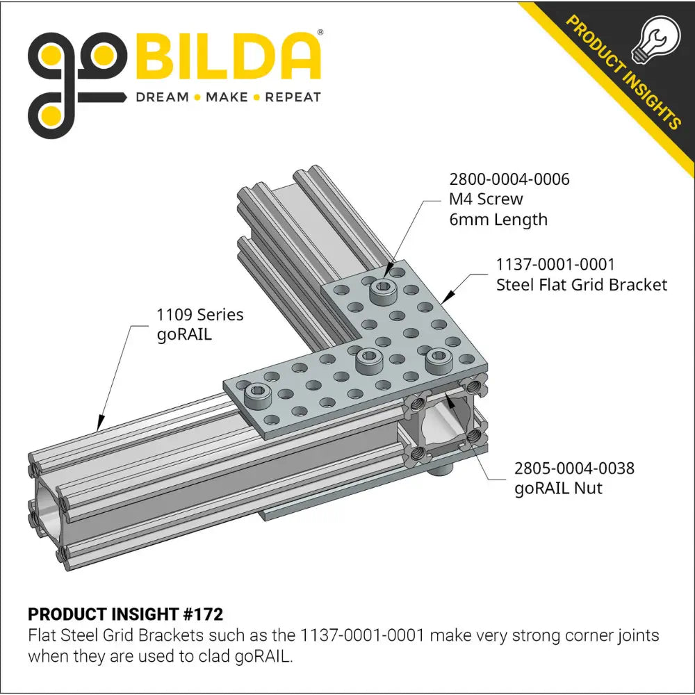 ServoCity 1137 Series Flat Grid Bracket (1-1) - 2 Pack