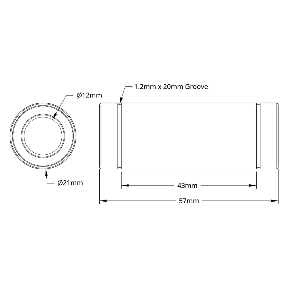 ServoCity 12mm ID Linear Ball Bearing (21mm OD, 57mm Length) - 2 Pack