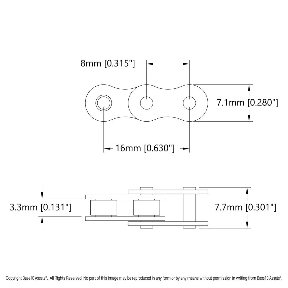 ServoCity 8mm Pitch Chain Loop (32 Links, 256mm Pitch Length)