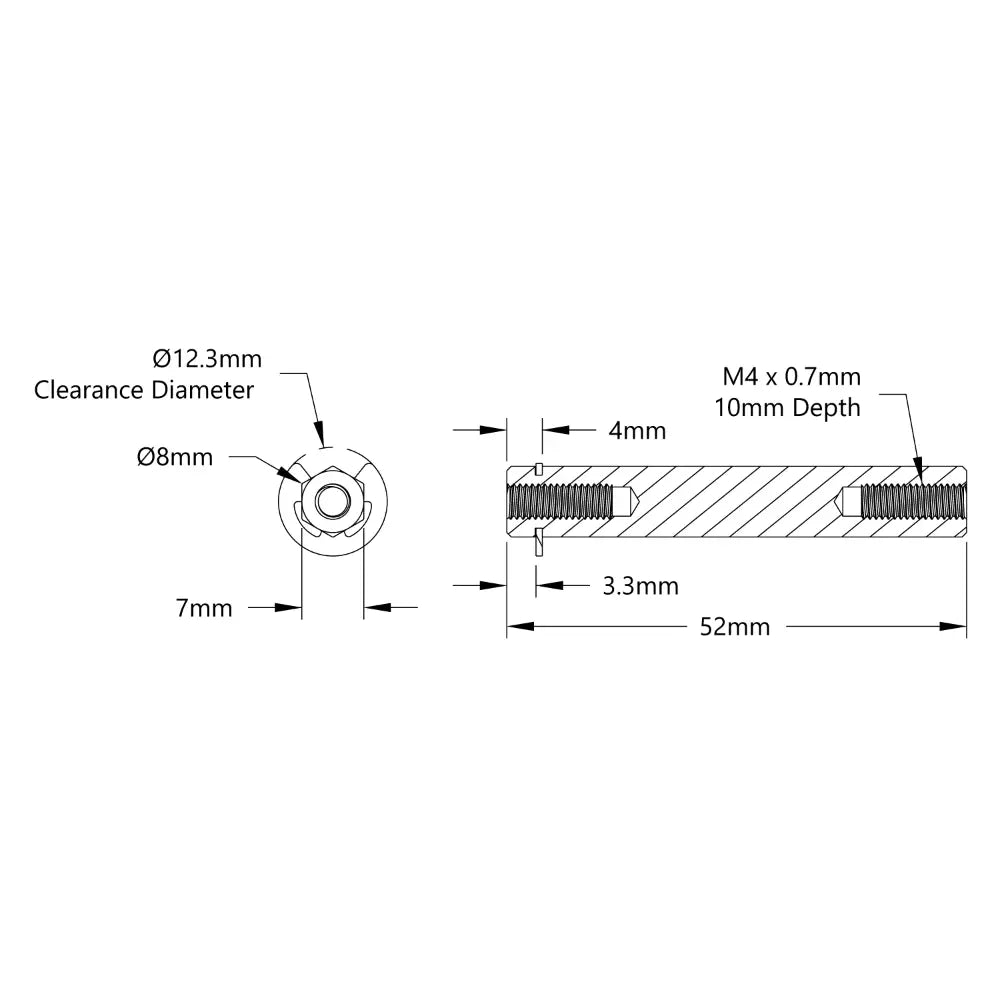 ServoCity 8mm REX™ Shaft w/ E-Clip (52mm Length)