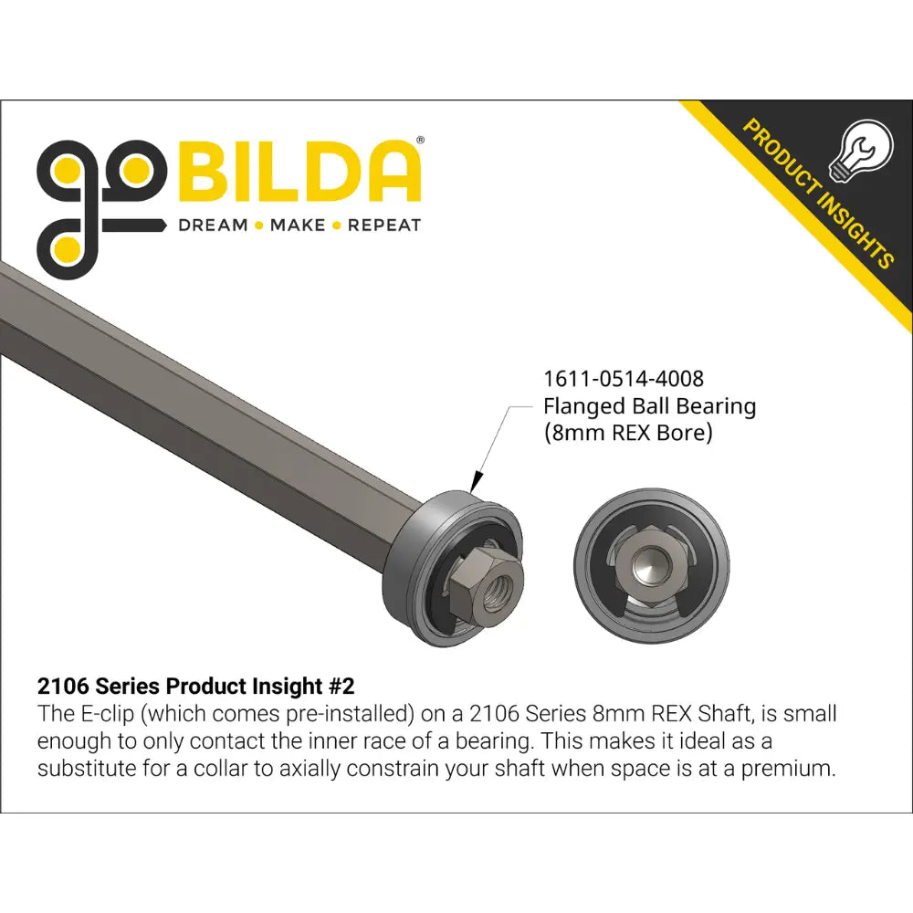 ServoCity 8mm REX™ Shaft w/ E-Clip (52mm Length)