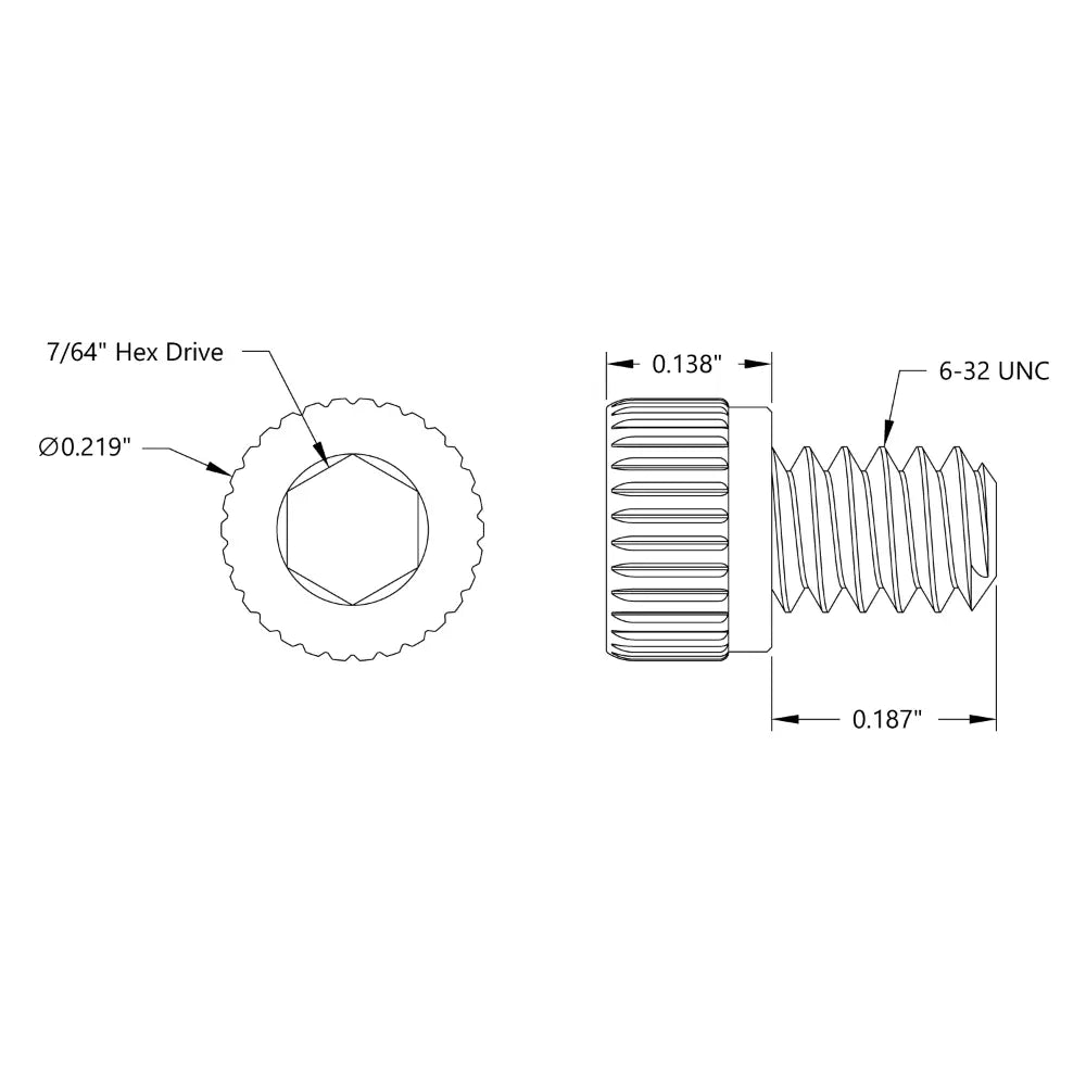 ServoCity Socket Head Screw (6-32 UNC, 3/16 Length) - 25 Pack
