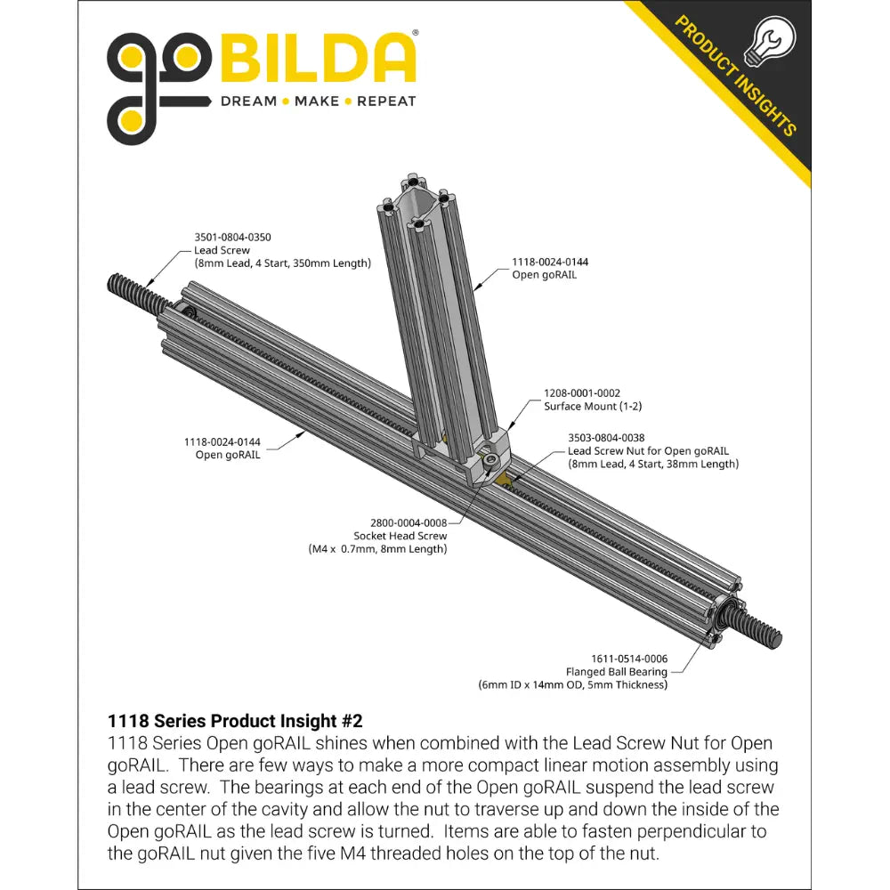 ServoCity 1118 Series Open GoRAIL (192mm Length)