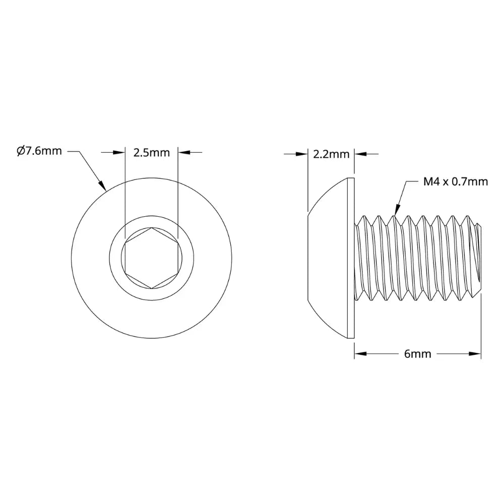 ServoCity 2802 Series Button Head Screw (M4 x 0.7mm, 6mm Length) - 25pk
