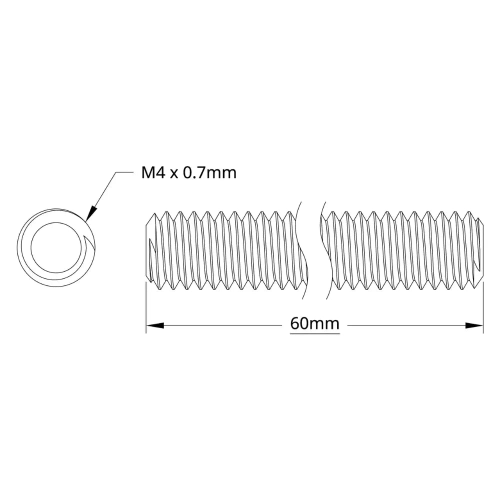 ServoCity 2808 Series Stainless Steel Threaded Rod (M4 x 0.7mm, 60mm Length) - 2 Pack