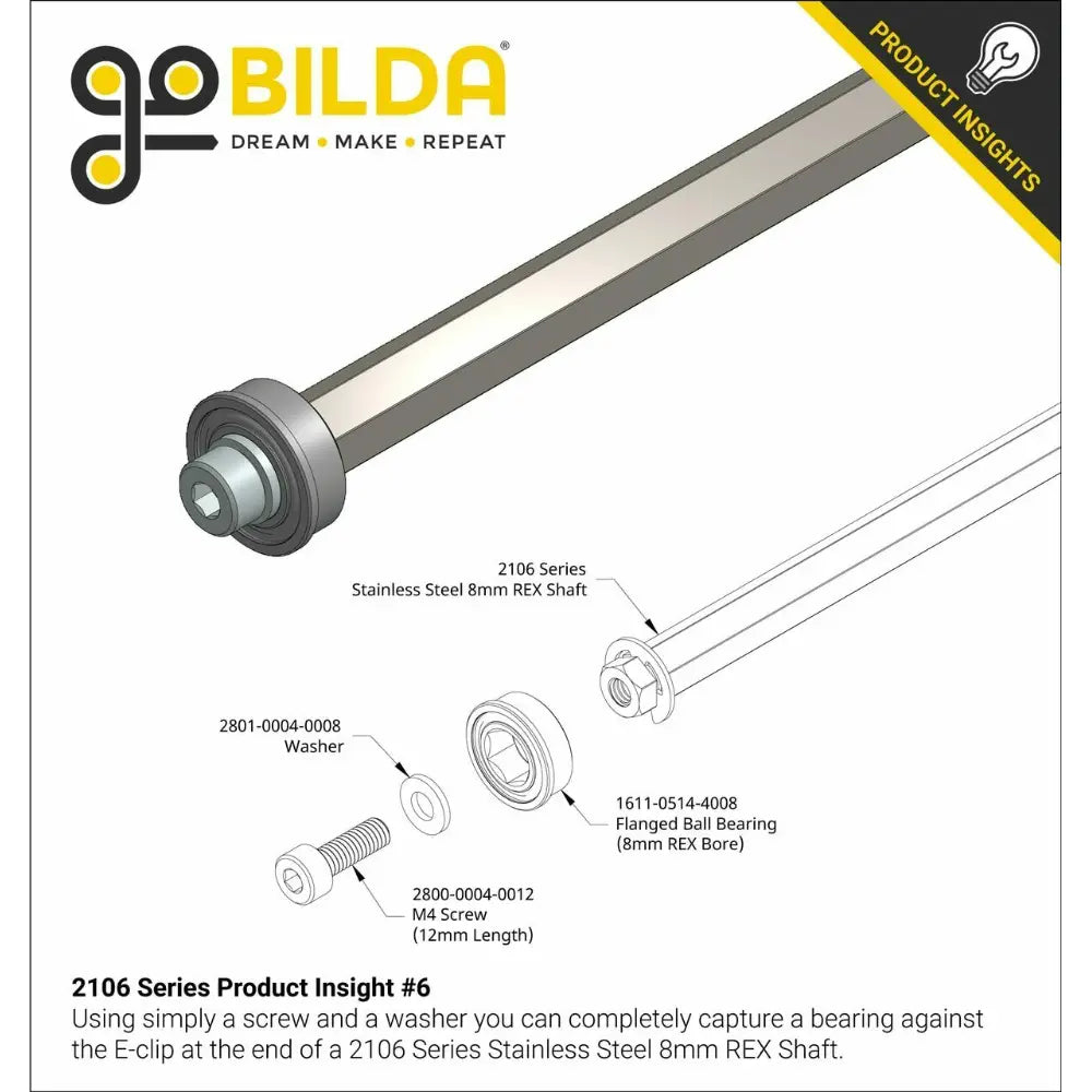 8mm REX™ Shaft w/ E-Clip (40mm Length)