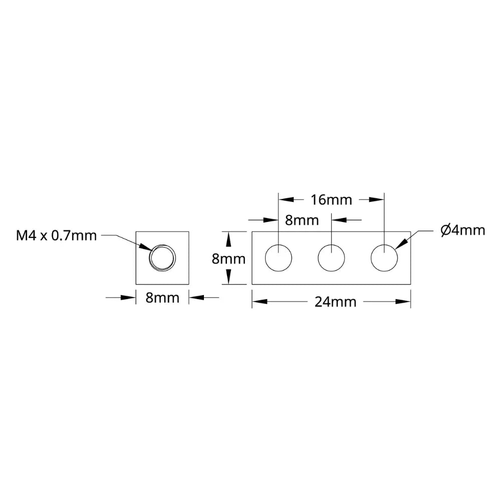 ServoCity 1106 Series Square Beam (3 Hole, 24mm Length)