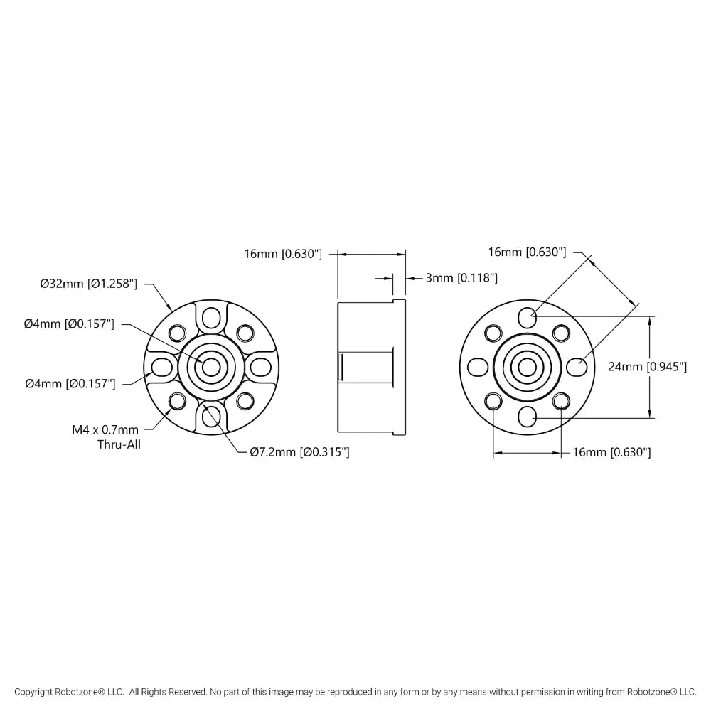 ServoCity Dual-Bearing Pillow Block (4mm Bore)