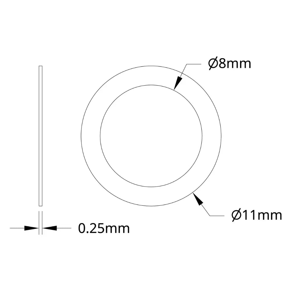 ServoCity 2807 Series Shim (8mm ID x 11mm OD, 0.25mm Thickness) - 12 Pack