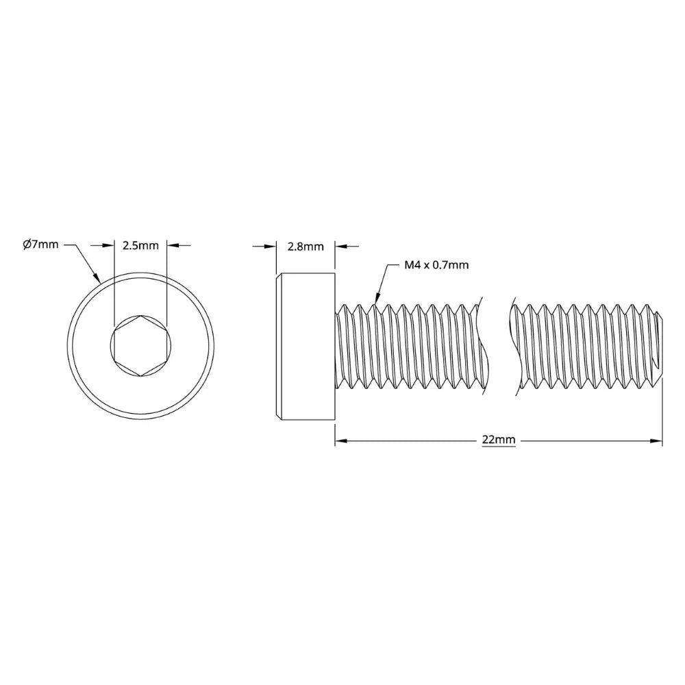 ServoCity 2804 Series Low Profile Socket Head Screw (M4 x 0.7mm, 22mm L) - 25pk