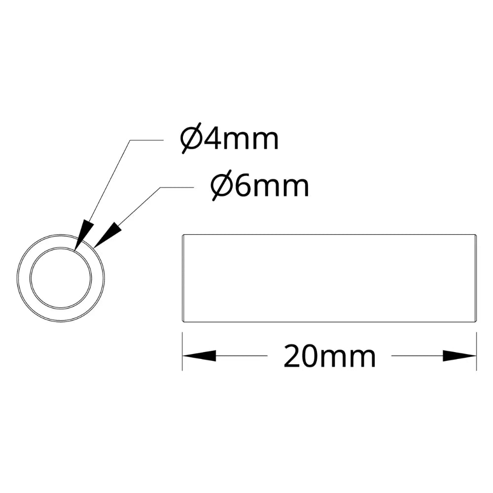 ServoCity 1502 Series 4mm ID Spacer (6mm OD, 20mm Length) - 4 Pack