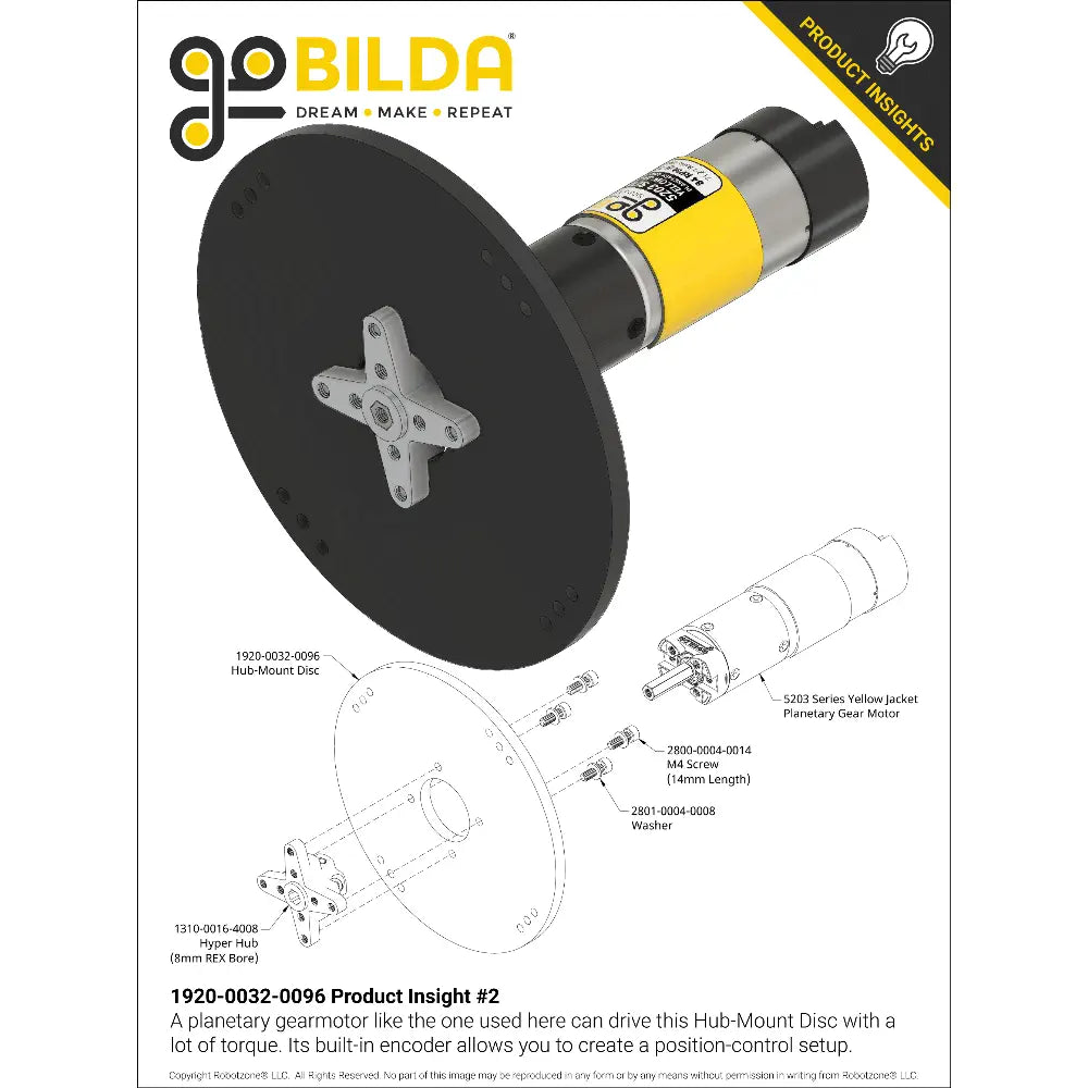 ServoCity Plastic Hub-Mount Disc (32mm Bore, 96mm Diameter)