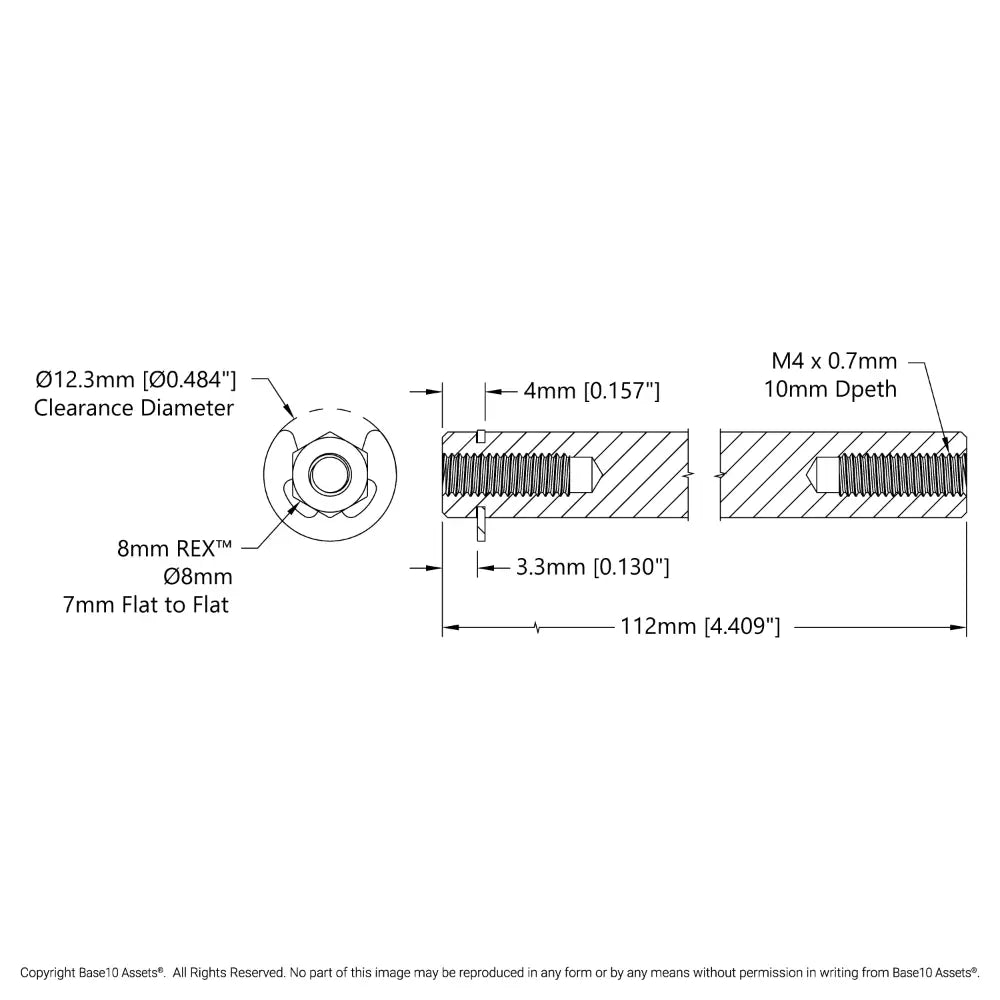 8mm REX™ Shaft w/ E-Clip (112mm Length)