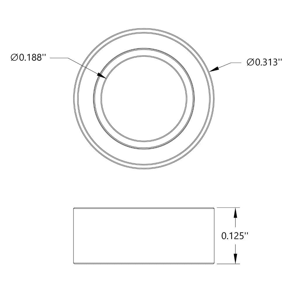 ServoCity 3/16" ID Non-Flanged Ball Bearing (5/16" OD, 1/8" Thickness) - 2 Pack
