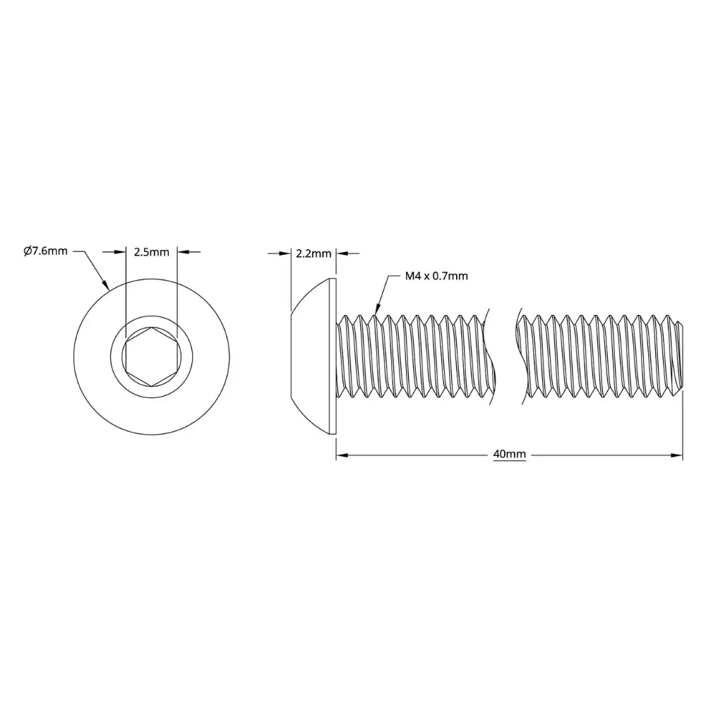 ServoCity 2802 Series Button Head Screw (M4 x 0.7mm, 40mm Length) - 25pk