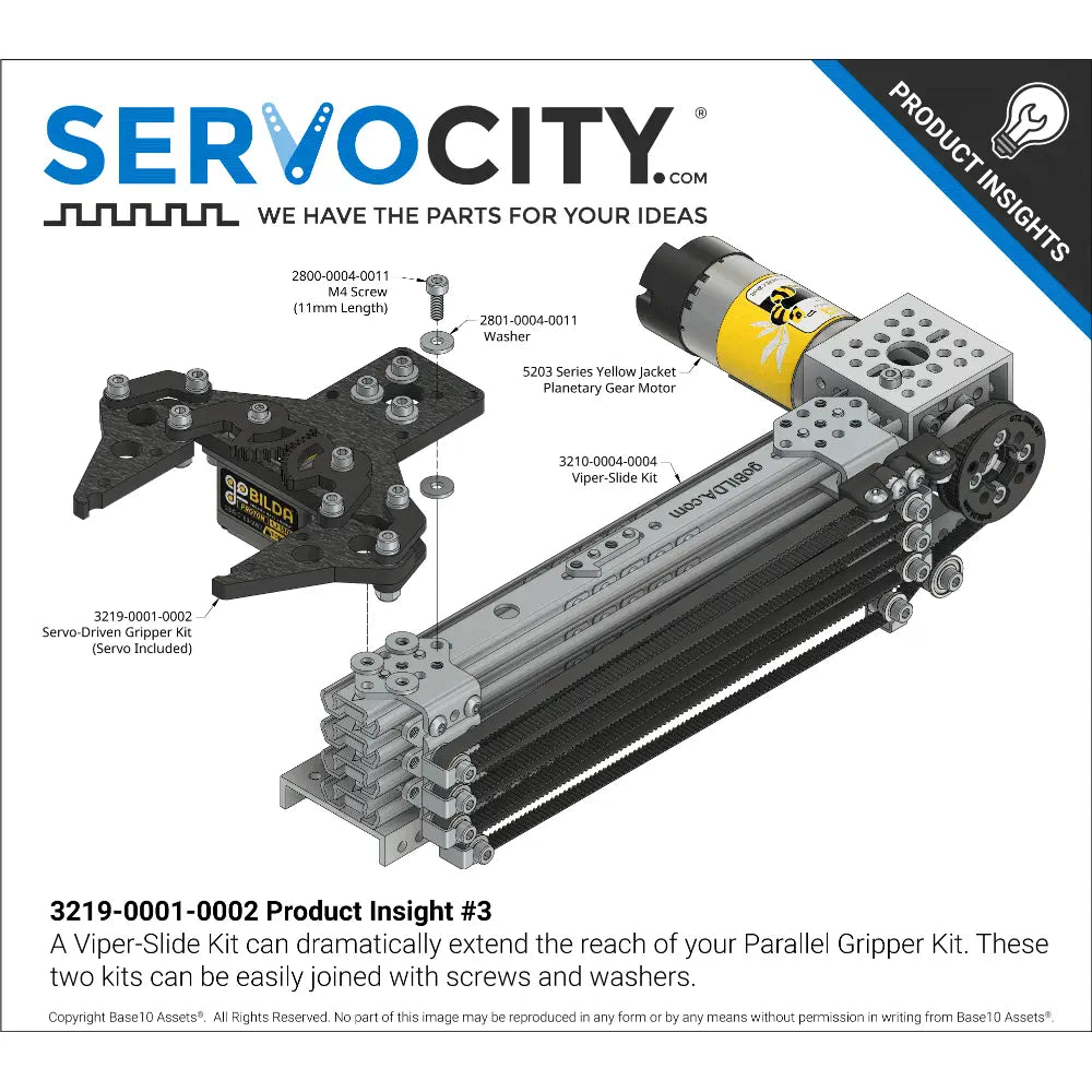 gripper gear ServoCity Servo-Driven Parallel Gripper Kit (Servo Included)