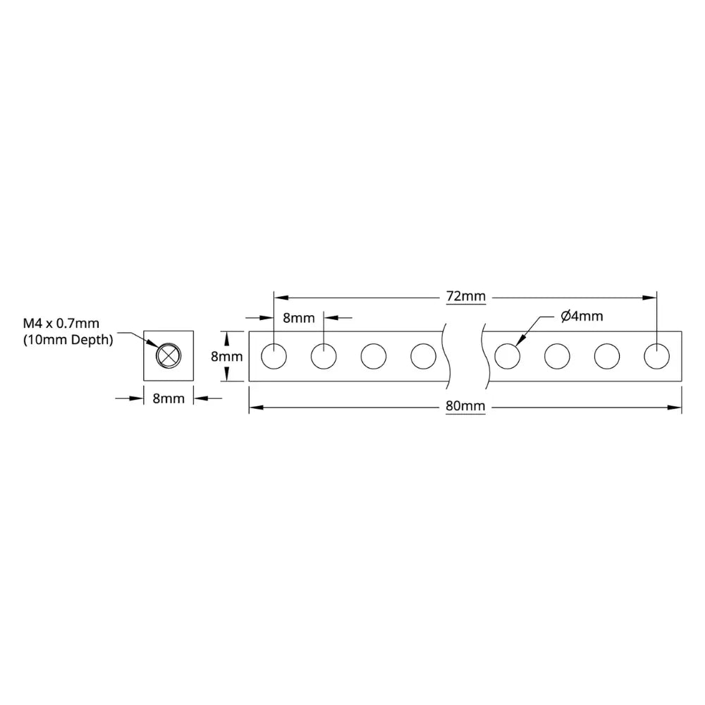 ServoCity 1106 Series Square Beam (10 Hole, 80mm Length)