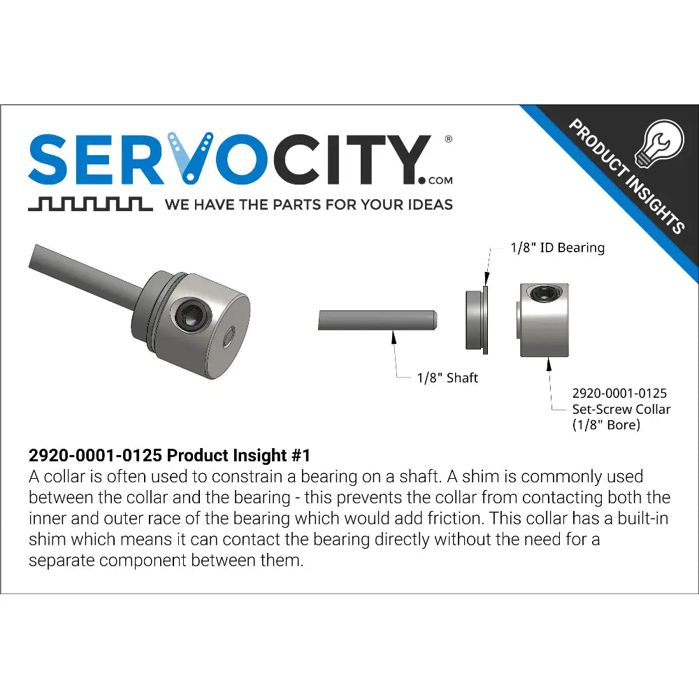 ServoCity 2920 Series Set-Screw Collar (1/8" Bore) - 2 Pack