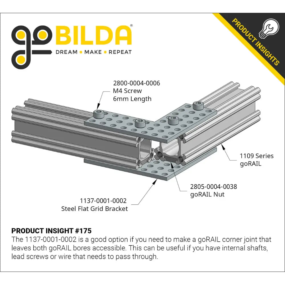 ServoCity 1137 Series Flat Grid Bracket (1-2) - 2 Pack