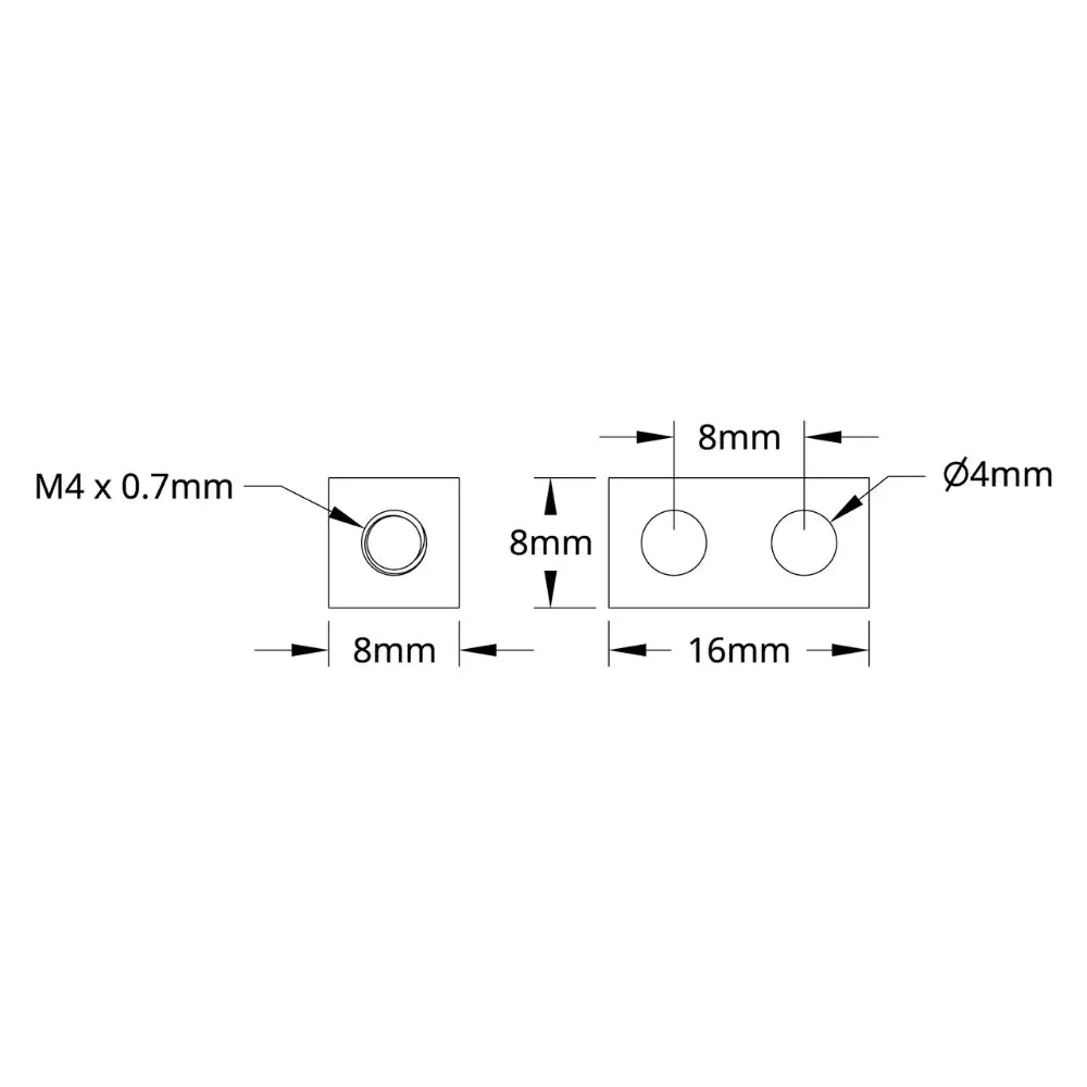 ServoCity 1106 Series Square Beam (2 Hole, 16mm Length)