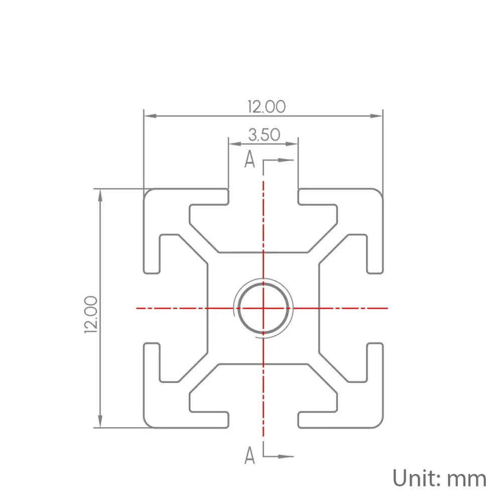 1212 Aluminum Profiles, 12x12mm, 1000mm, 4 Pieces, Silver
