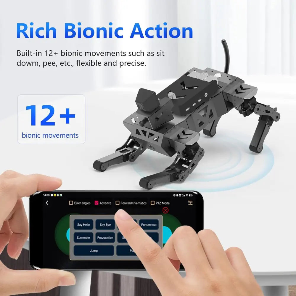 XiaoR GEEK AI Bionic Robot Dog for Raspberry Pi 4GB, AI Visual Recognition Interaction Smart Robot Python Programmable, 12 DOF Bionic Gait Mechanical Dog, (Include Raspberry Pi)