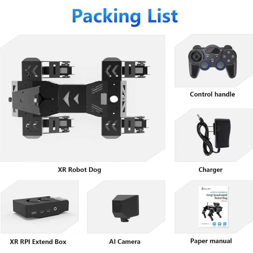 XiaoR GEEK AI Bionic Robot Dog for Raspberry Pi 4GB, AI Visual Recognition Interaction Smart Robot Python Programmable, 12 DOF Bionic Gait Mechanical Dog, (Include Raspberry Pi)