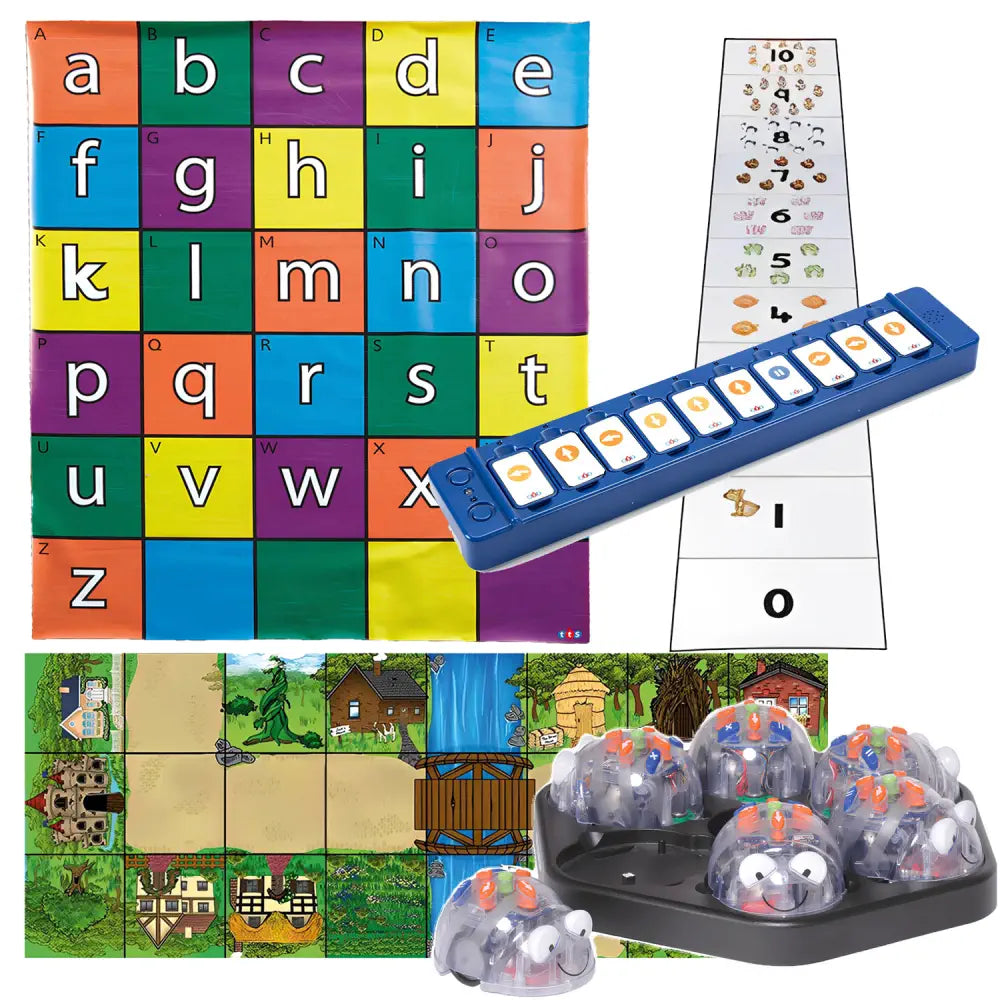 TTS Blue Bot Coding Toy Robot Bundle - 3 Activity Play Mats with FREE TacTile Code Reader - See &amp; Say Version, STEM Learning Floor Robot for Classroom &amp; Home | Age 3+