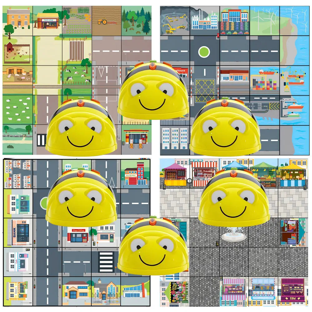 TTS 6 Bee-Bot Country &amp; City Bundle with 4 Activity Mats - See &amp; Say Programmable Robots for STEM Learning, Coding &amp; Robotics Education | Ages 3+