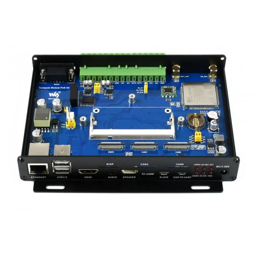 Waveshare Industrial IoT Mini-Computer Add-ons, 4G / PoE Features, Based on Raspberry Pi CM3 / CM3+ Series (US)