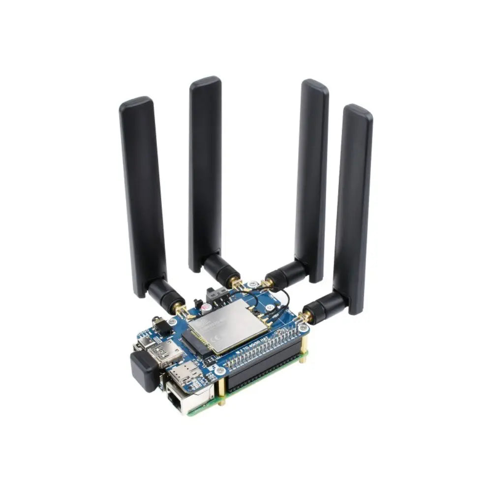 Waveshare SIM8262A-M2 5G HAT for Raspberry Pi, Quad Antennas 5G NSA, Multi-Band, 5G/4G/3G Compatible (w/ Case)