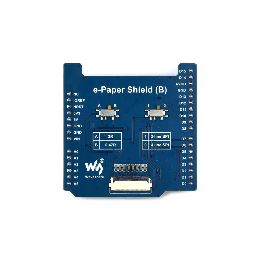 Waveshare Universal E-Paper Raw Panel Driver Shield (B) for NUCLEO / Arduino, MX25R6435F Flash Chip, External RAM