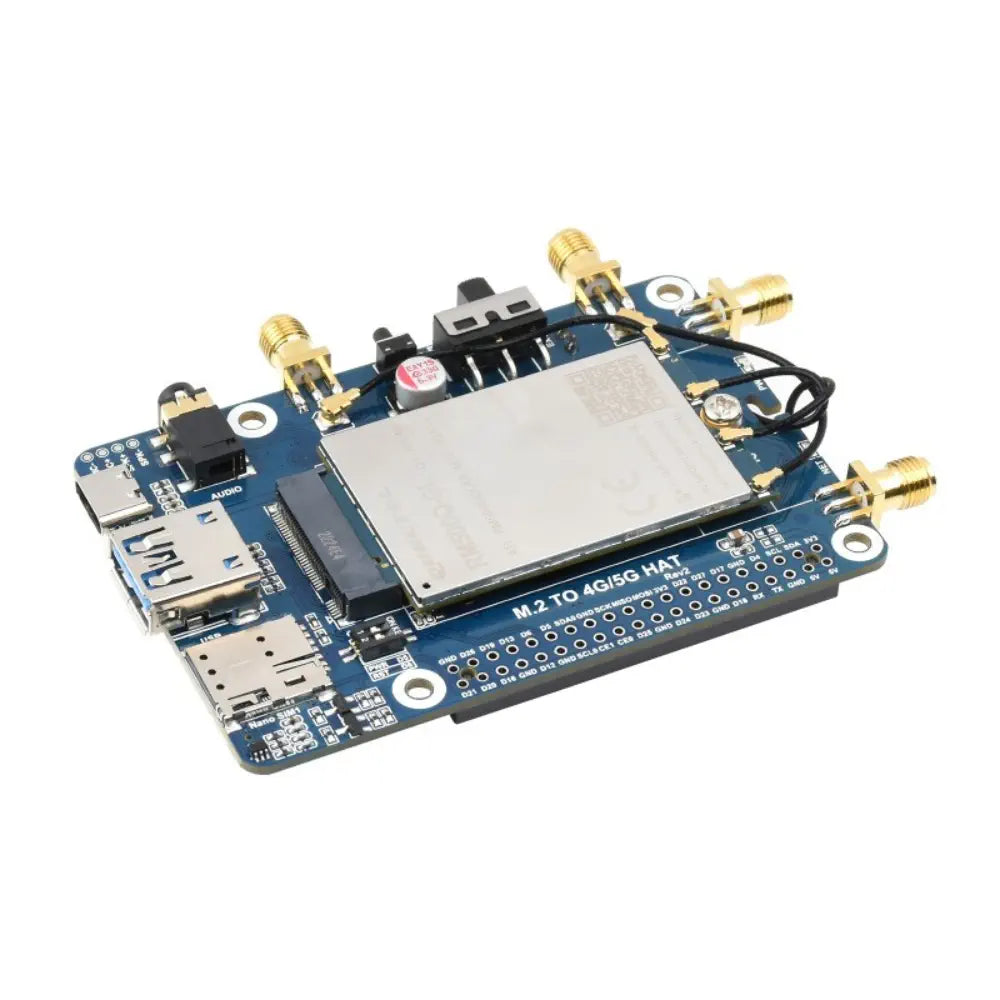 Waveshare RM502Q-AE 5G HAT for Raspberry Pi, Quad Antennas LTE-A, Multi Band, 5G/4G/3G (US)