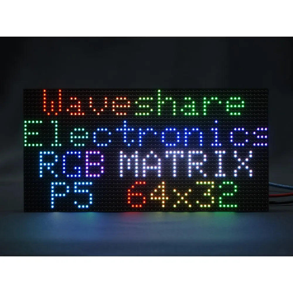 Waveshare RGB Full-Color LED Matrix Panel, 5mm Pitch, 64×32 Pixels, Adjustable Brightness