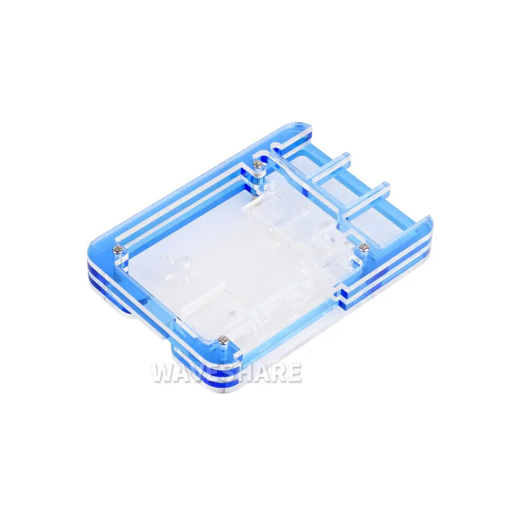 Waveshare Transparent & Blue Acrylic Case for Raspberry Pi 5, Supports Installing Official Active Cooler