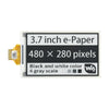 Waveshare 3.7" e-Paper E-Ink Raw Display, 480×280, Black/White, 4 Grey Scales, SPI, w/o PCB