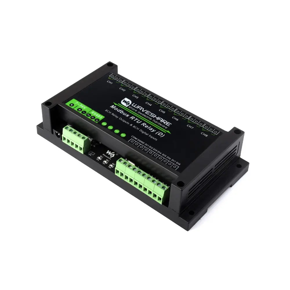 Waveshare Industrial Modbus RTU 8-Ch Relay Module w/ Digital Input & RS485 Interface
