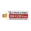 Waveshare 2.9" E-Paper (B) E-Ink Raw Display, 296×128, Red / Black / White, SPI, w/o PCB
