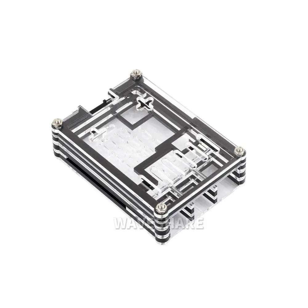 Waveshare Transparent & Black Acrylic Case for Raspberry Pi 5, Supports Installing Official Active Cooler