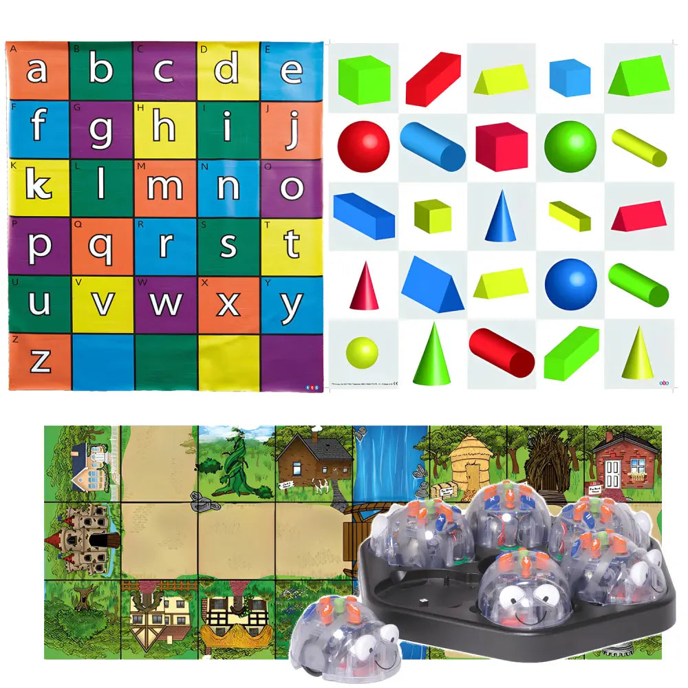 TTS Blue-Bot Programmable Robot Bundle - 6x See &amp; Say Coding Robots with Fairy Tale Mat, Alphabet Mat &amp; 3D Shapes Mat - STEM Learning, Sequencing, Early Programming | Ages 3+