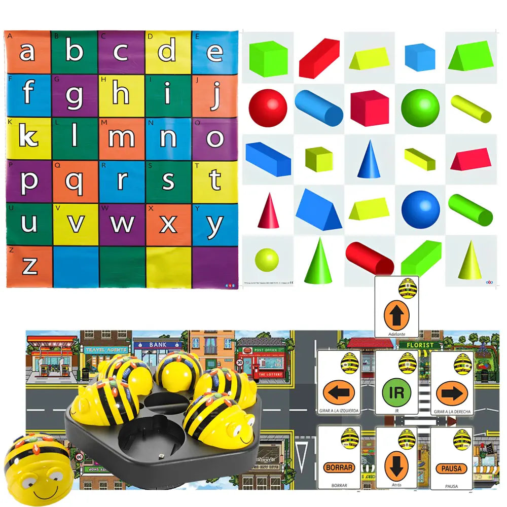 See &amp; Say Bee-Bot Robotics Group Set with 3 Floor Activity Mats &amp; A5 Sequence Cards - STEM Coding, Programmable Robots for Classroom Learning for Kids | Ages 3+