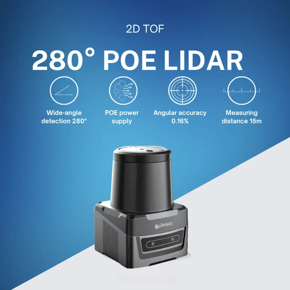 Siminics PAVO 2E 2D 280° 2D TOF 15M PoE LiDAR Sensor IP67 Protecction 25Hz