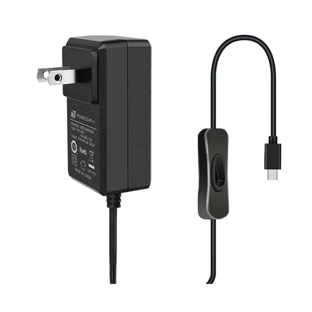 52Pi 5V 3.6A US Plug Power Supply Adapter w/ Switch-on/off Cable