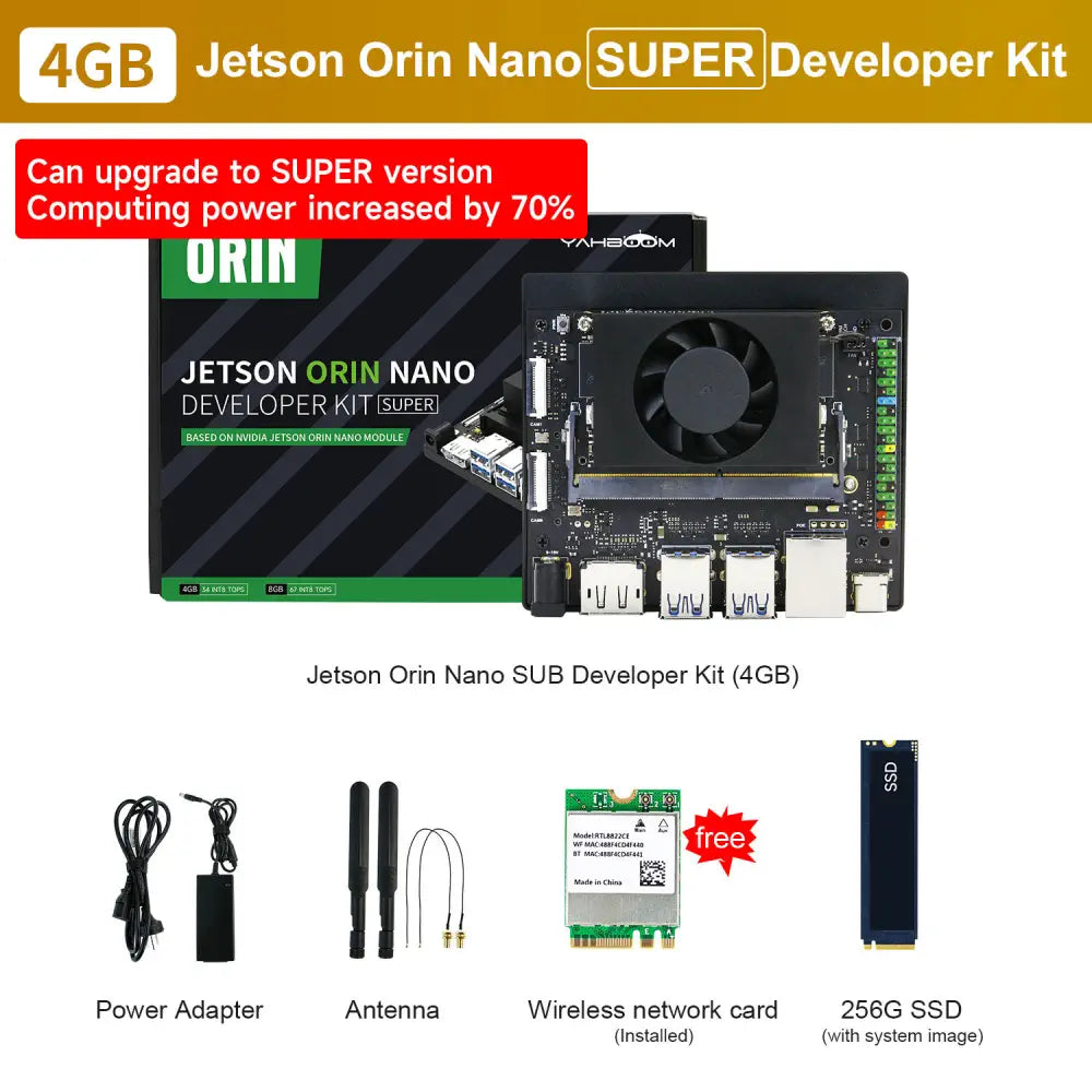 Jetson Orin Nano SUPER Development Board, 4GB RAM, based on NVIDIA