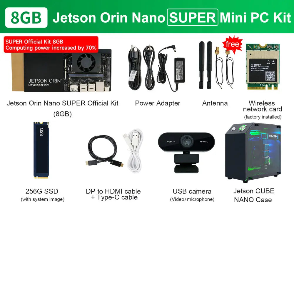 Official Original Jetson Orin NANO 8GB SUPER Development Board for AI Deep Learning--  Mini PC Kit