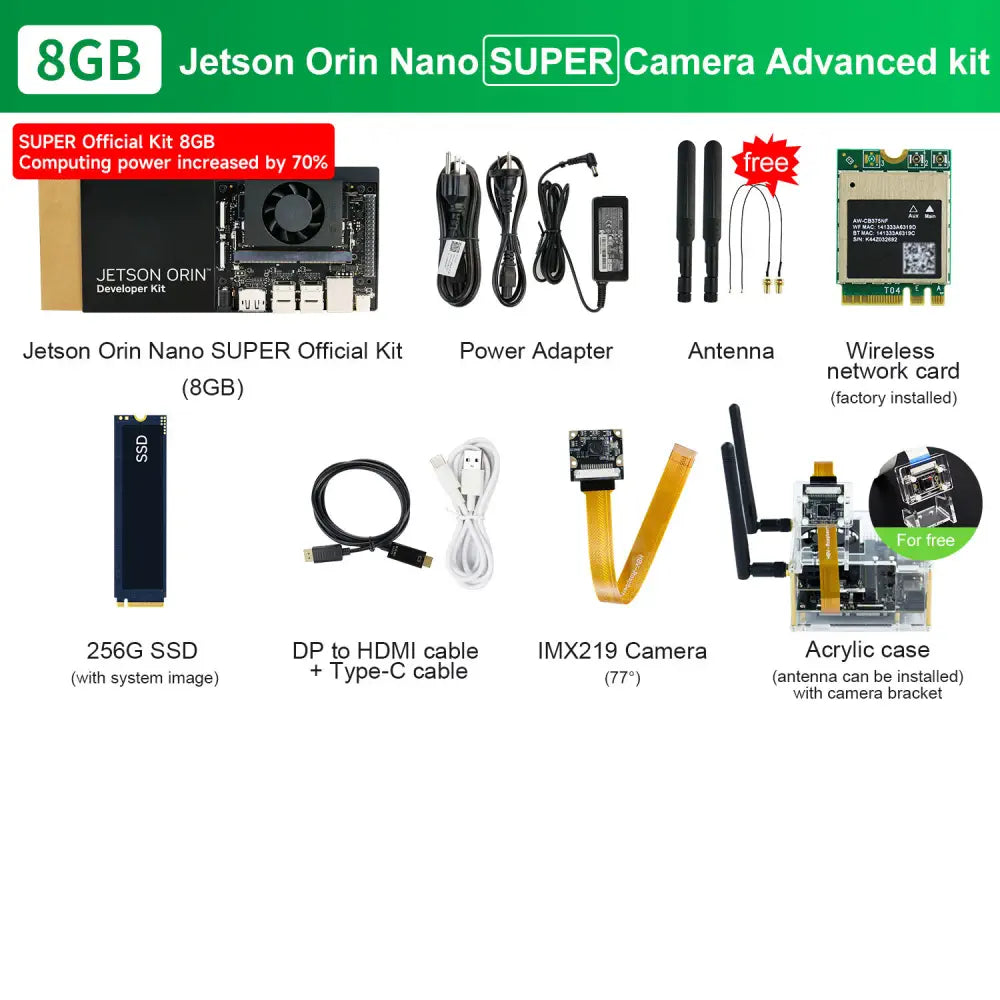 Official Original Jetson Orin NANO 8GB SUPER Development Board for AI Deep Learning-- Camera Advanced Kit