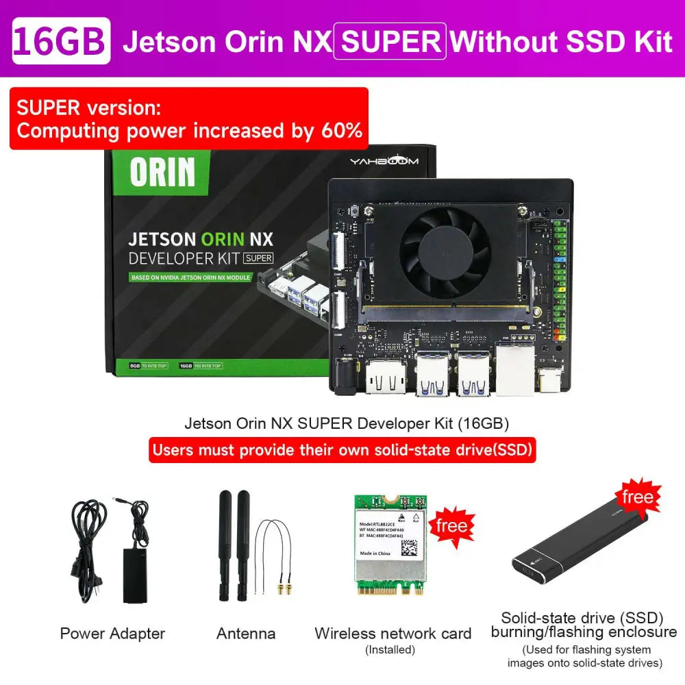 Jetson Orin NX Developer Kit 16GB RAM Super Version with NVIDIA Core Module for ROS AI Deep Learning--Dev kit without SSD
