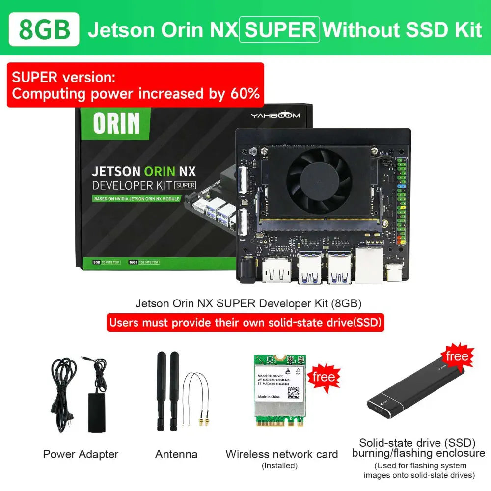 Jetson Orin NX Developer Kit 8GB RAM Super Version with NVIDIA Core Module for ROS AI Deep Learning--Dev kit without SSD